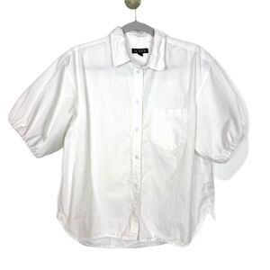 J. CREW Spring Garden Puff Short Sleeve Shirt Cotton Poplin White 12 Blouse Top